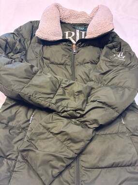 Lauren Ralph Lauren Sherpa-Collar Puffer Jacket, Olive Green, Size M